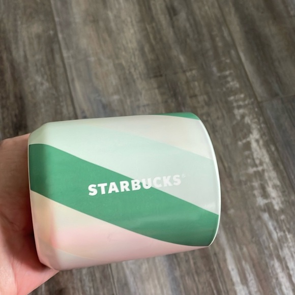 Starbucks Holiday 2022 Ceramic Double Walled Spearmint Striped Mug - Picture 1 of 5